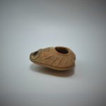 Ancient Byzantine terracotta Slipper oil lamp decorated with a Cross
