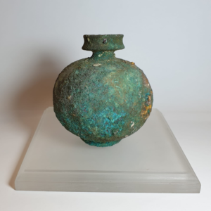 Ancient Roman footed Bronze Aryballos Vessel